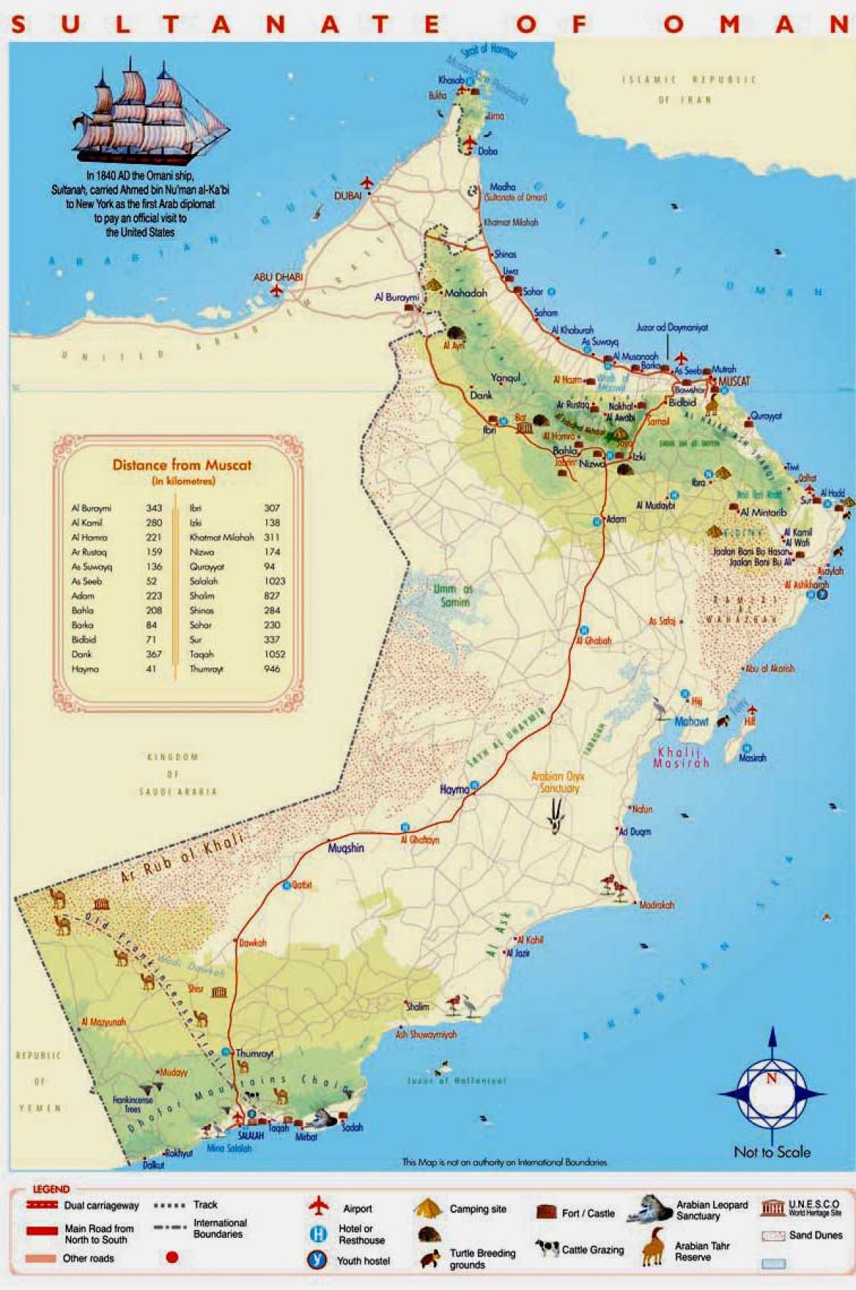 Oman ətraflı xəritəsi